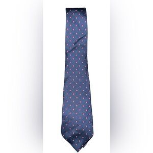 Christian Dior Men's Silk Tie Vintage 57 X3 Made In USA Blue Red Geometric